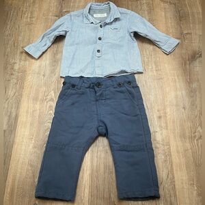 Zara Baby Boy Pants and Button Up Shirt 3-6 months